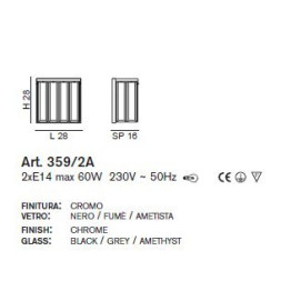 Настенный светильник IDL Roma 359/2A chrome + GREY without engraving